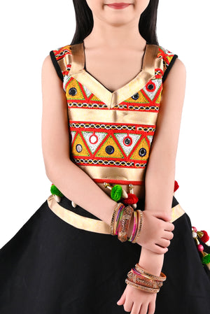Ahhaaaa Kids Ethnic Cotton Blend Radha Dress / Lehenga Choli / Chania Choli Set For Girls