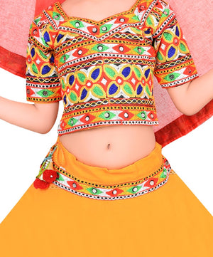 Ahhaaaa Kids Ethnic Cotton Blend Radha Dress / Lehenga Choli / Chania Choli Set For Girls
