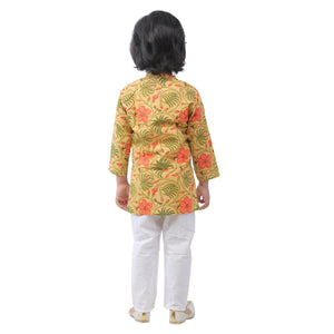 Ahhaaaa Kids Ethnic Cotton Printed Kurta Pyjama Set for Boys