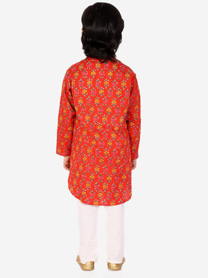 Ahhaaaa Kids Ethnic Cotton Printed Kurta Pyjama Set for Boys