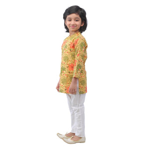 Ahhaaaa Kids Ethnic Cotton Printed Kurta Pyjama Set for Boys