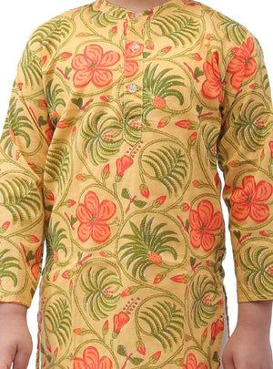 Ahhaaaa Kids Ethnic Cotton Printed Kurta Pyjama Set for Boys