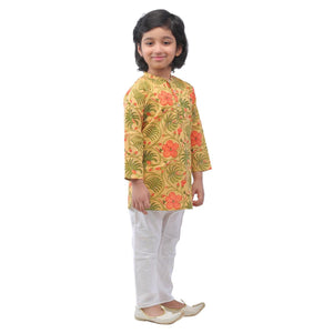 Ahhaaaa Kids Ethnic Cotton Printed Kurta Pyjama Set for Boys