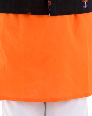 Ahhaaaa Kids Ethnic Cotton Printed Waistcoat with Kurta Pajama Set For Boys