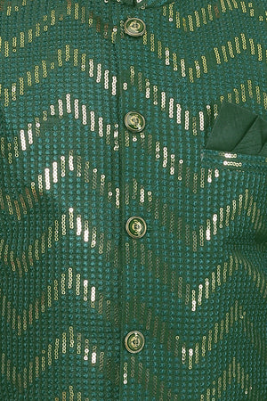 Ahhaaaa Kids Ethnic Silk Blend Zari Work Indo-Western Sherwani Set for Boys