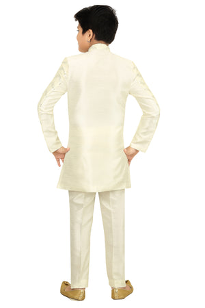 Ahhaaaa Kids Ethnic Silk Blend Zari Work Indo-Western Sherwani Set for Boys