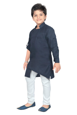 Ahhaaaa Kids Ethnic Wear Indo Western Kurta and Pyjama Set for Boys Navy