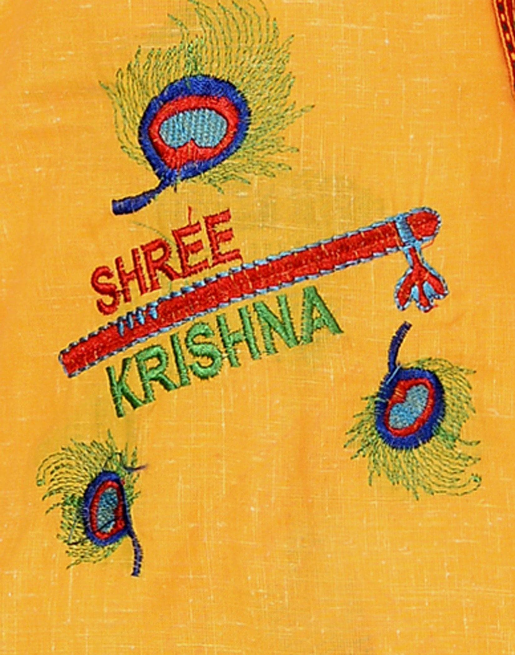 Ahhaaaa Krishna Dress Mor Pankh Handicraft Kurta with Dhoti Pant for Boys