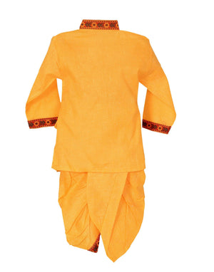 Ahhaaaa Krishna Dress Mor Pankh Handicraft Kurta with Dhoti Pant for Boys