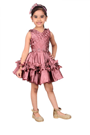 Ahhaaaa Olive Party Wear Dress for Baby Girls Pink