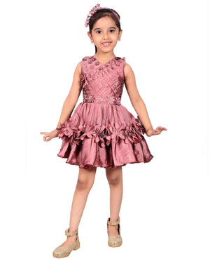 Ahhaaaa Olive Party Wear Dress for Baby Girls