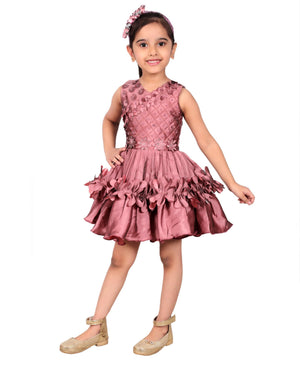 Ahhaaaa Olive Party Wear Dress for Baby Girls