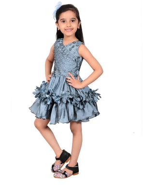 Ahhaaaa Olive Party Wear Dress for Baby Girls