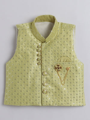 Kids Ethnic Cotton Silk Blend Nehru Modi Jacket Kurta & Pyjama Set for Boys