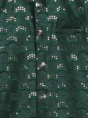 Kids Ethnic Cotton Silk Blend Sequin Print Indo-Western Sherwani Set for Boys