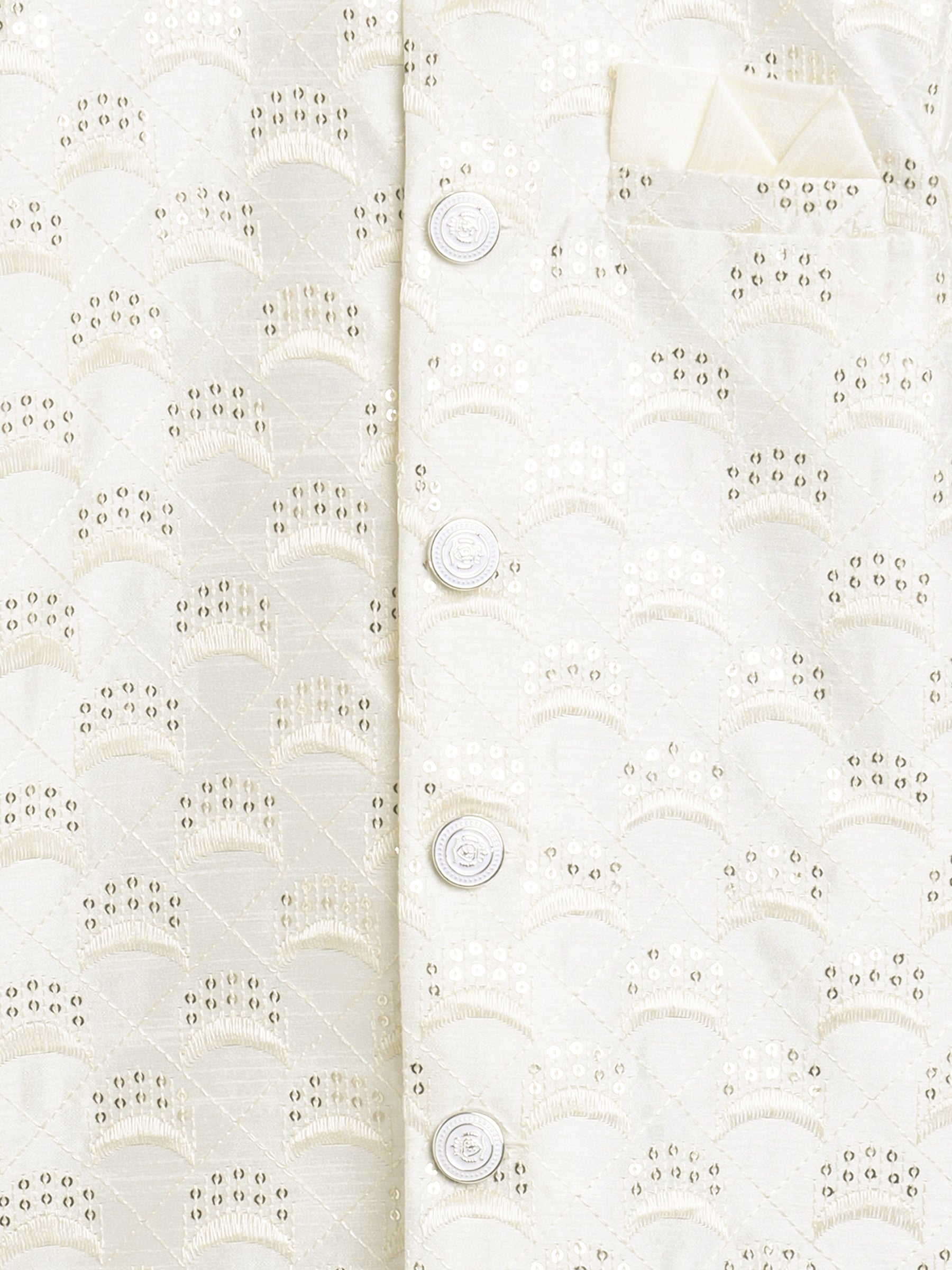 Kids Ethnic Cotton Silk Blend Sequin Print Indo-Western Sherwani Set for Boys