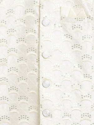 Kids Ethnic Cotton Silk Blend Sequin Print Indo-Western Sherwani Set for Boys