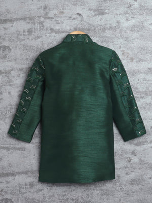 Kids Ethnic Cotton Silk Blend Sequin Print Indo-Western Sherwani Set for Boys