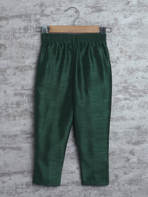 Kids Ethnic Cotton Silk Blend Sequin Print Indo-Western Sherwani Set for Boys