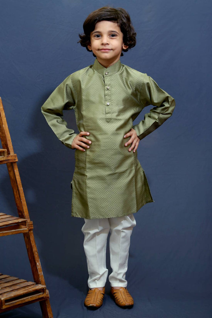 Ahhaaaa Kids Ethnic Silk Blend Kurta Pajama Set For Boys Kids