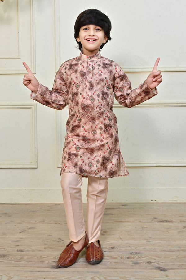 Ahhaaaa Kids Ethnic Cotton Printed Kurta Pajama Set for Boys