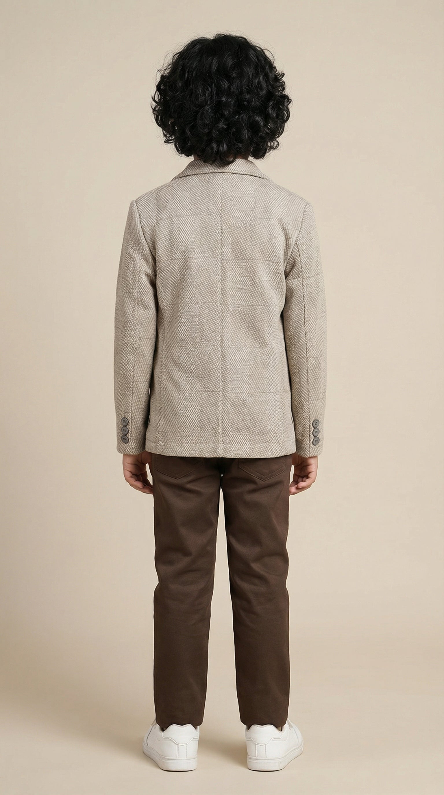 Ahhaaaa Boys' Japani Silk Indo-Western Safari Suit Set (Beige and Grey)