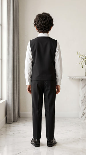 Ahhaaaa Boys Waistcoat Suit Set with Shirt Bow Tie and Pant for Kids