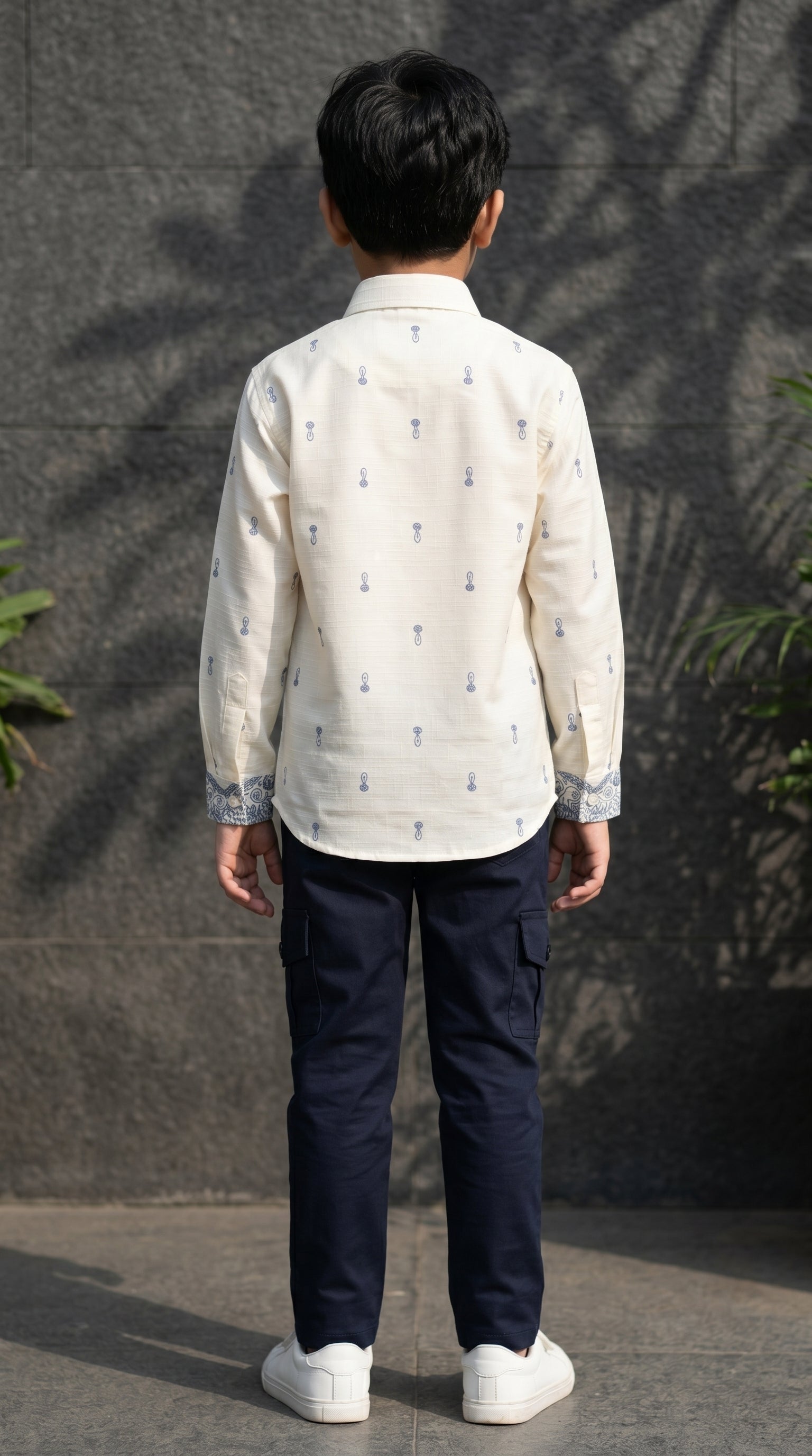 Ahhaaaa Boys Designer Paisley Print Shirt & Cargo Pant Set - Blue, Brown, Pink (2-8 Years)