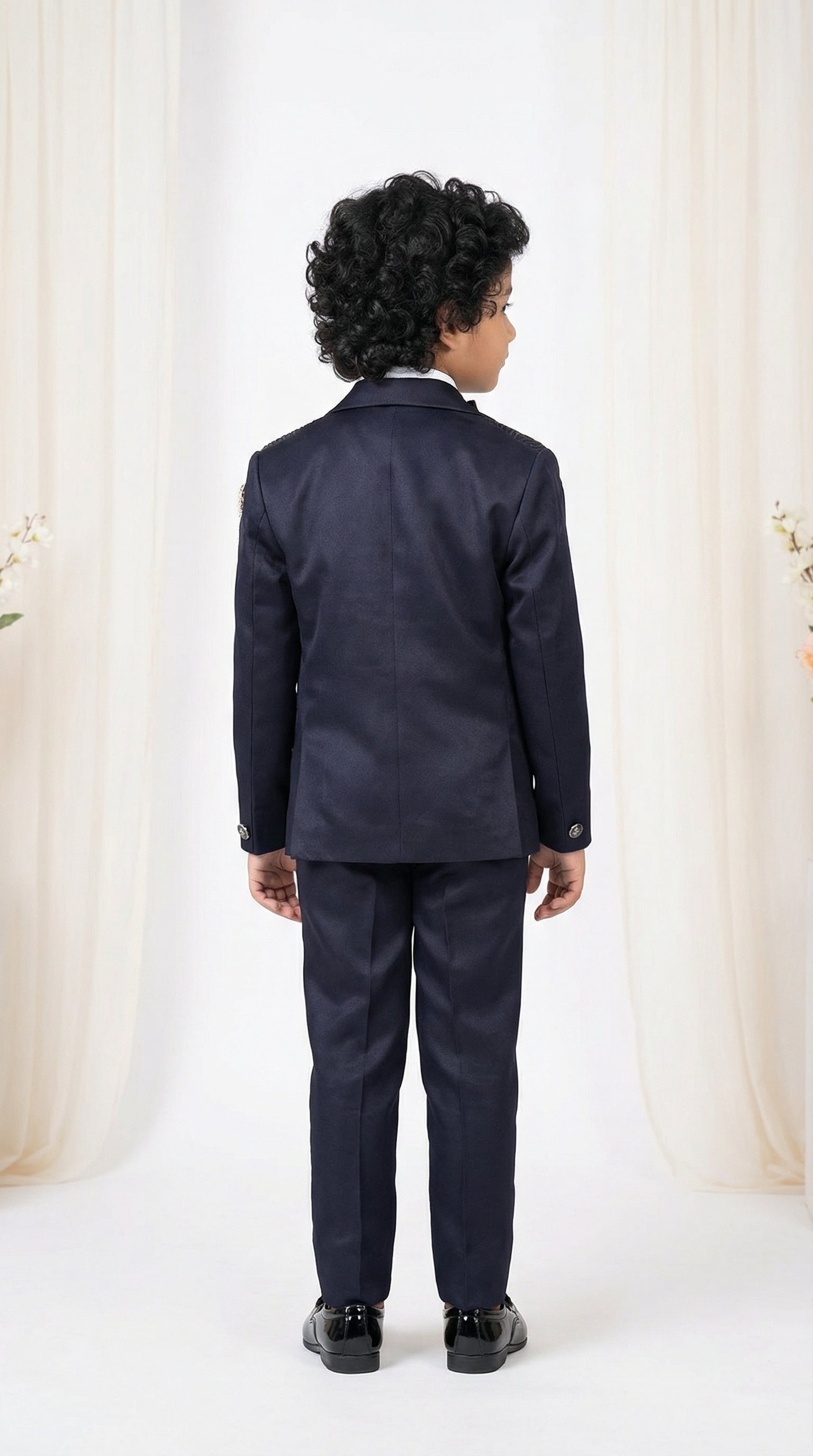 Ahhaaaa Boys Luxury 3-Piece Textured Coat Suit Set (Available in Wine, Black, Navy)