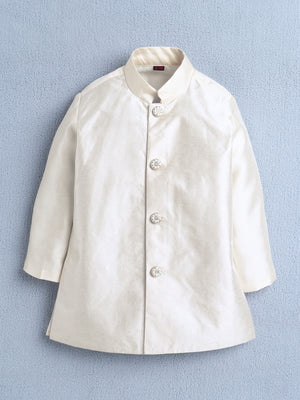 Ahhaaaa Boys Jacquard Sherwani Set | Gold, Pink, Green | Ethnic Party Wear 2-11Y