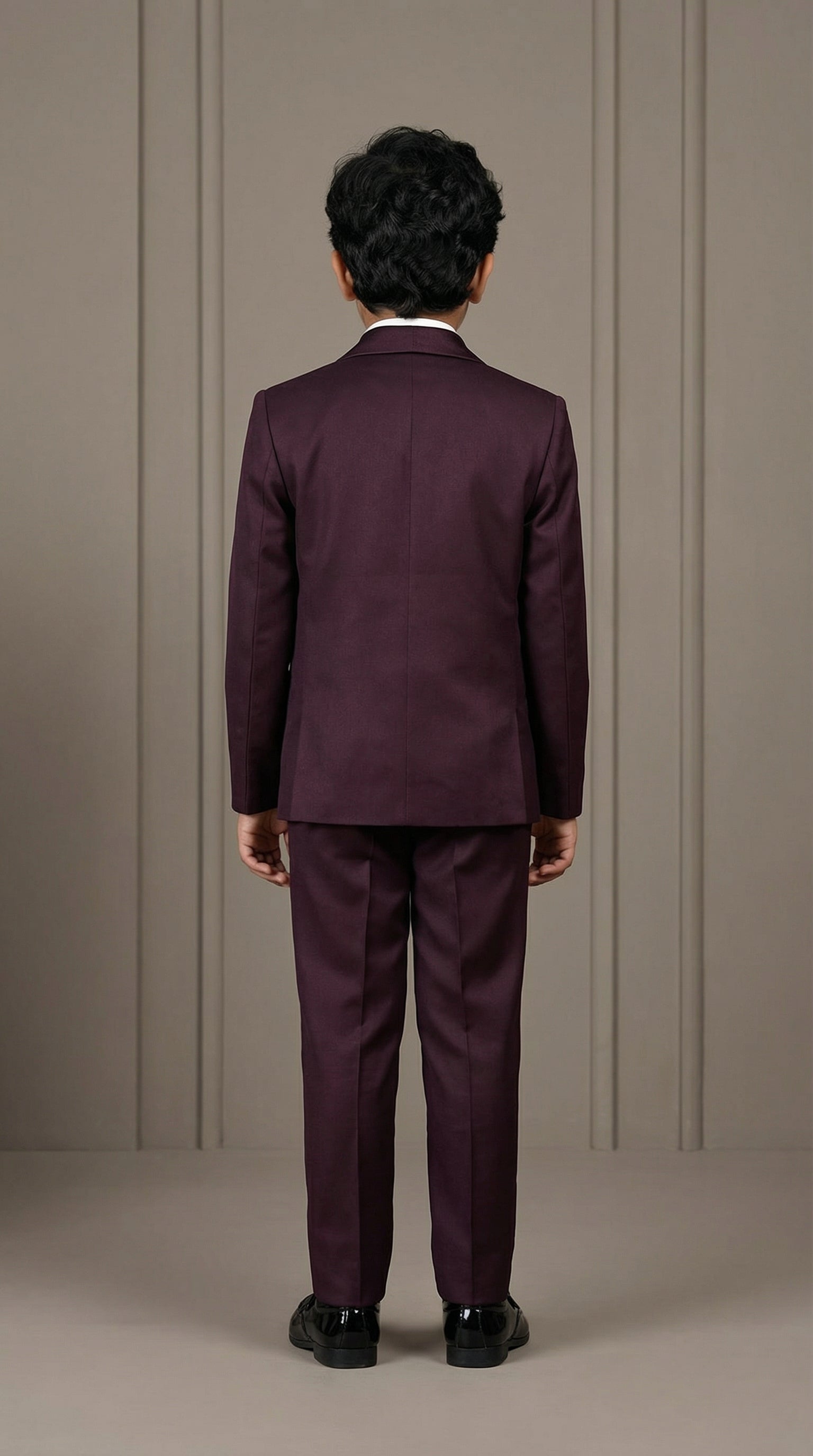 Ahhaaaa Boys Luxury 3-Piece Textured Coat Suit Set (Available in Wine, Black, Navy)