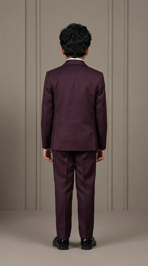Ahhaaaa Boys Luxury 3-Piece Textured Coat Suit Set (Available in Wine, Black, Navy)