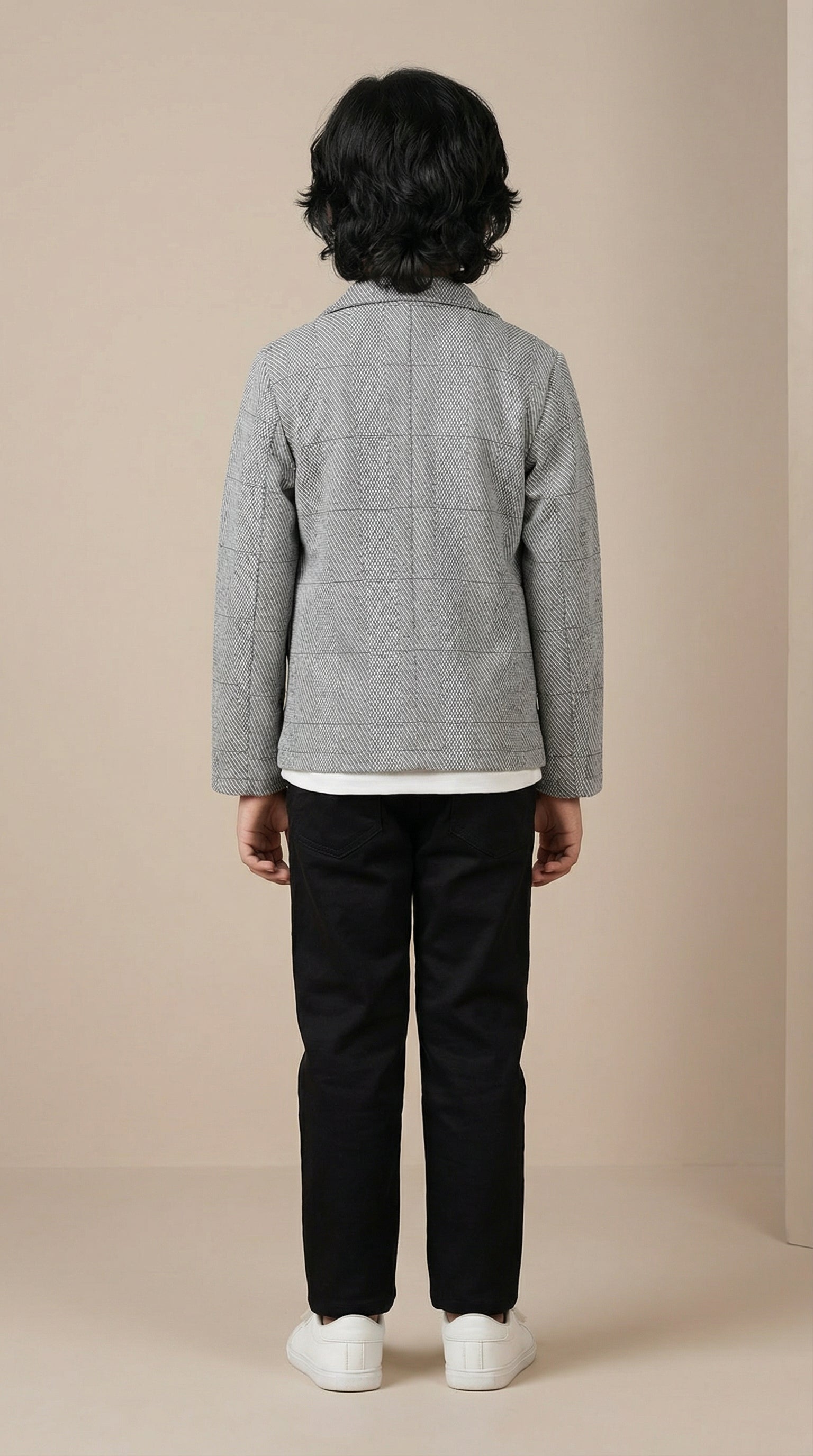 Ahhaaaa Boys' Japani Silk Indo-Western Safari Suit Set (Beige and Grey)