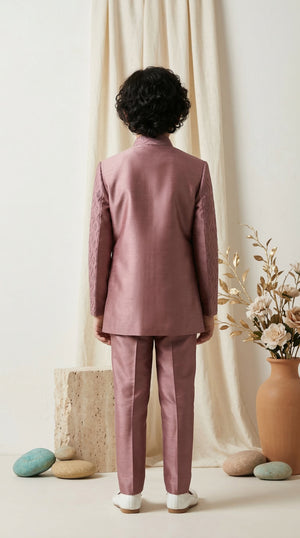 Ahhaaaa Boys Designer Jodhpuri Bandhgala Suit Set - Green, Pink, Cream (2-11 Years)