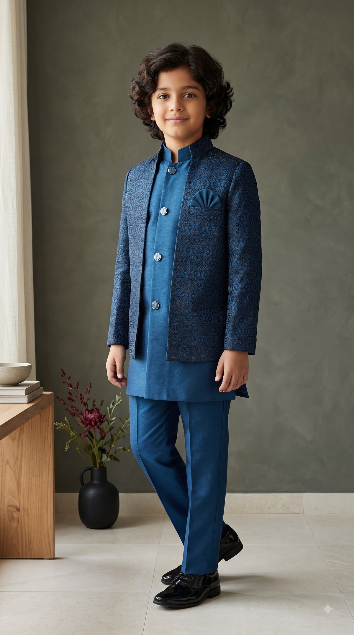 The Midnight Gala Collection: Boys Premium Indo-Western Sherwani Set