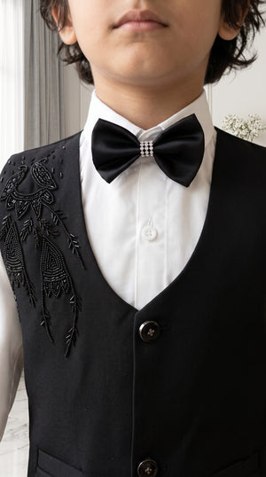 Ahhaaaa Boys Waistcoat Suit Set with Shirt Bow Tie and Pant for Kids