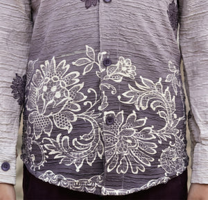 Ahhaaaa Boys Designer Textured Ombre Floral Shirt & Cargo Pant Set - Blue, Grey, Purple (2-8 Years)
