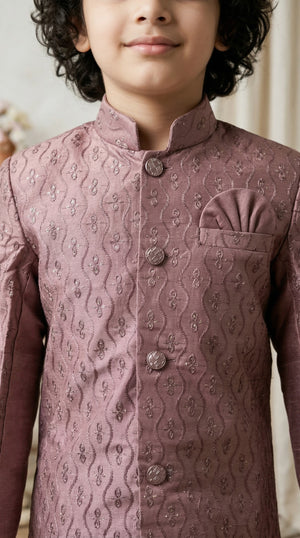 Ahhaaaa Boys Designer Jodhpuri Bandhgala Suit Set - Green, Pink, Cream (2-11 Years)