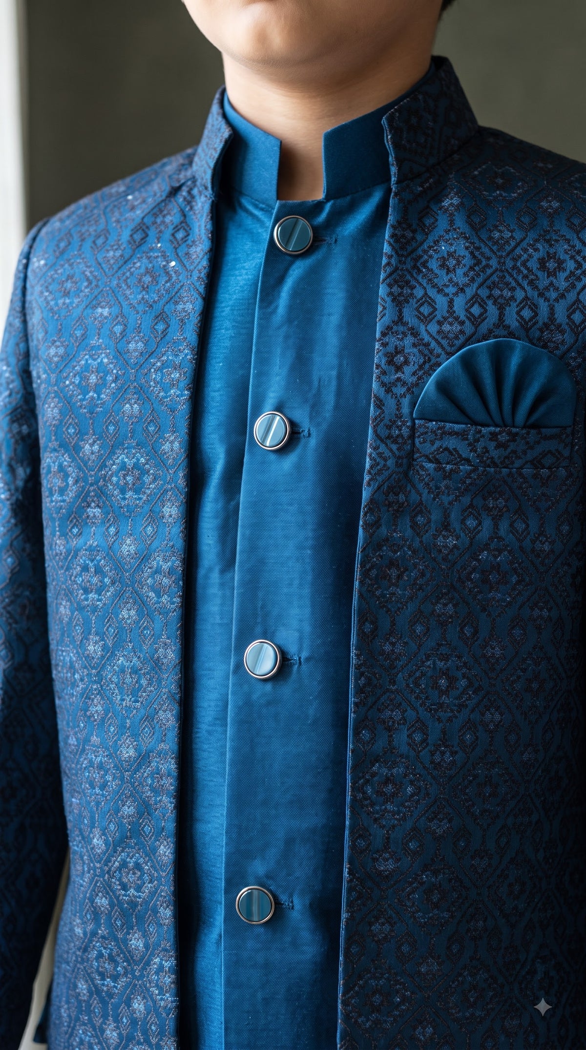 The Midnight Gala Collection: Boys Premium Indo-Western Sherwani Set