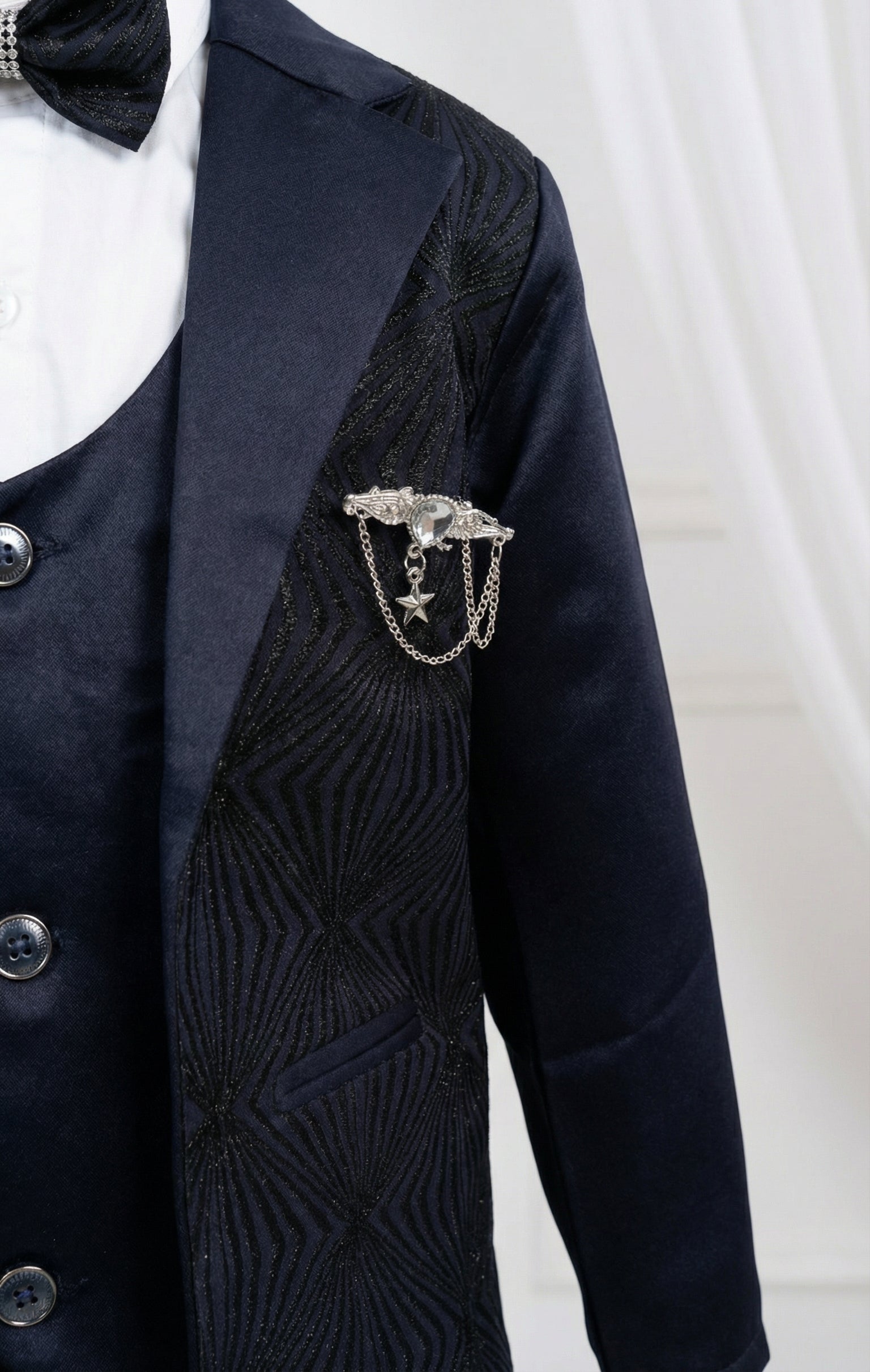 Ahhaaaa Boys Luxury 3-Piece Textured Coat Suit Set (Available in Wine, Black, Navy)