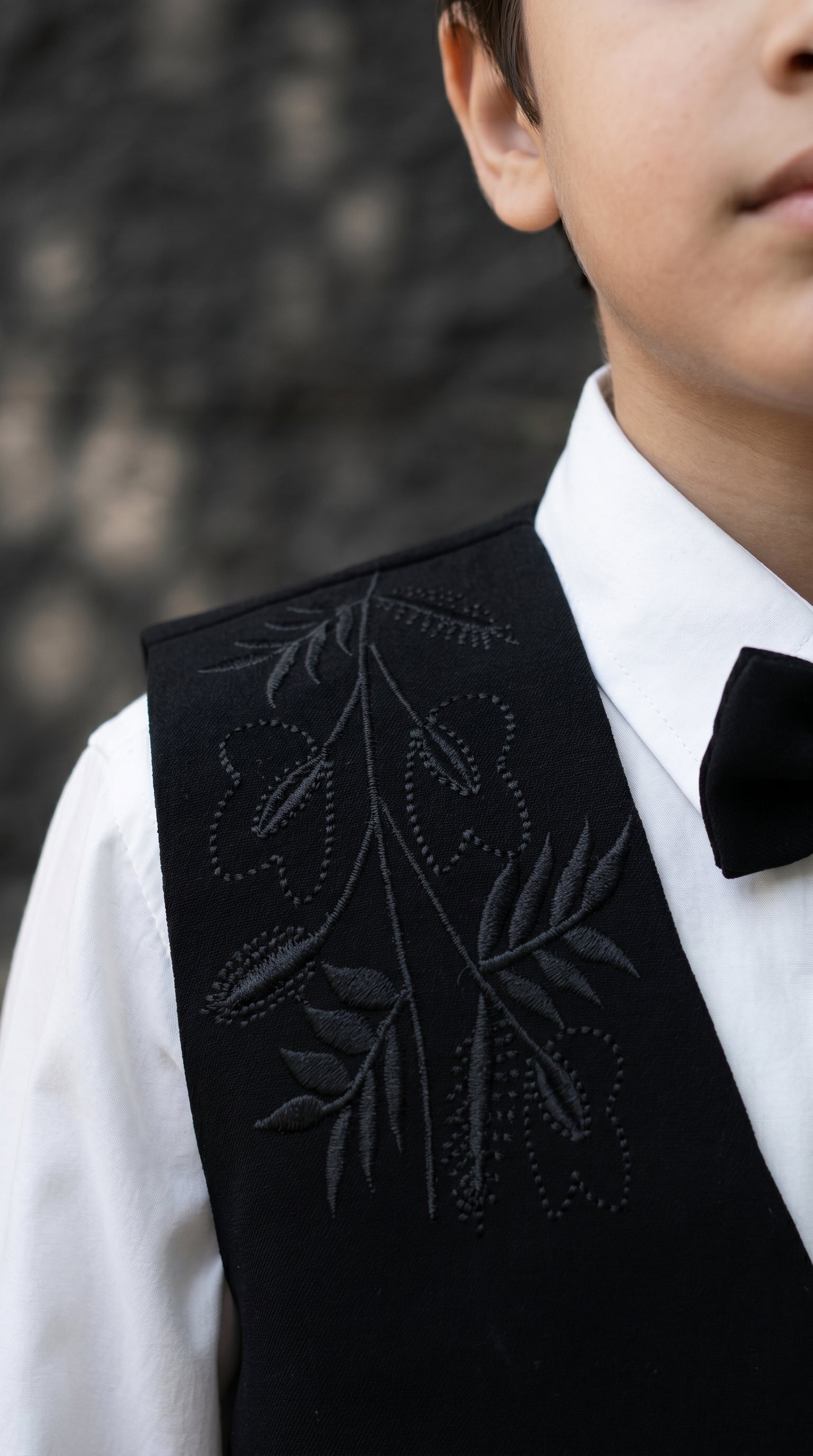 Ahhaaaa Boys 3-Piece Formal Waistcoat Suit Set with Shirt & Bow Tie - Black, Navy, Wine (2-8 Years)