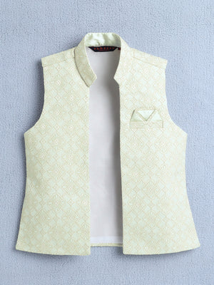 Ahhaaaa Boys Jacquard Sherwani Set | Gold, Pink, Green | Ethnic Party Wear 2-11Y