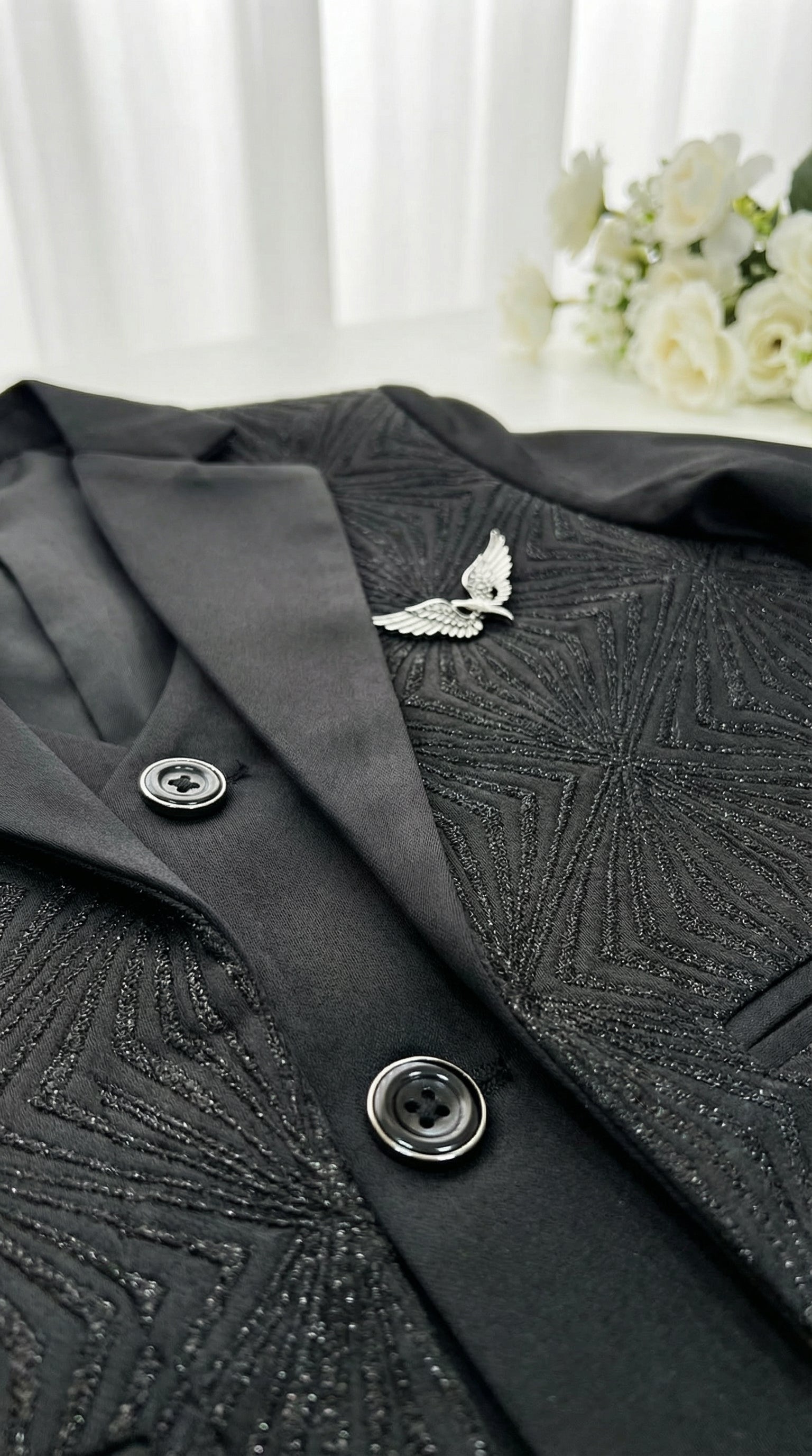 Ahhaaaa Boys Luxury 3-Piece Textured Coat Suit Set (Available in Wine, Black, Navy)