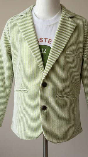 Ahhaaaa Boys' Luxury Japani Silk Striped Indo-Western Blazer & Trouser Set (Ages 2-8Y)