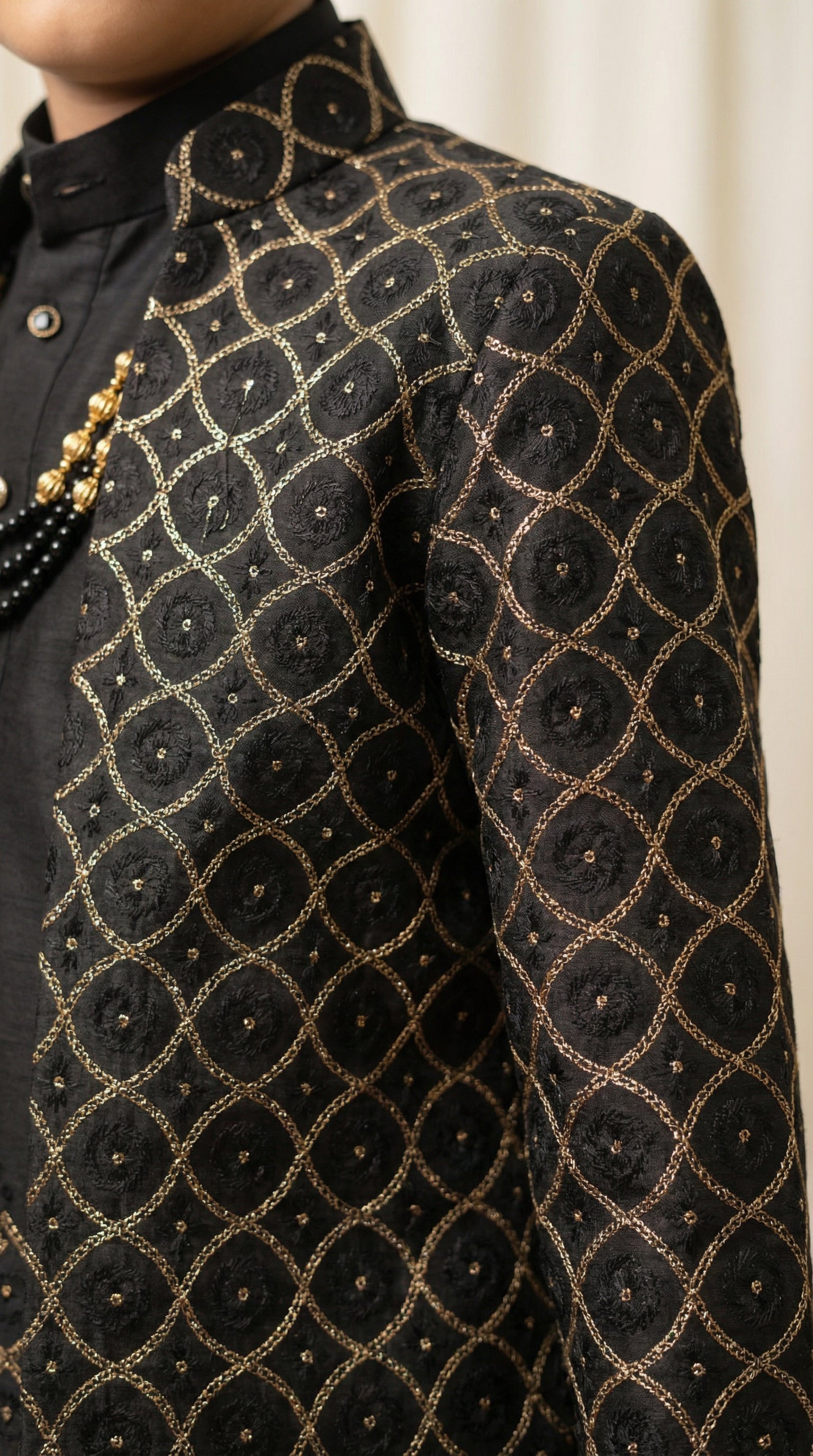 Ahhaaaa Boys 3-Piece Indo-Western Set with Embroidered Jacket & Kurta - Black, Pink, White (2-11 Years)