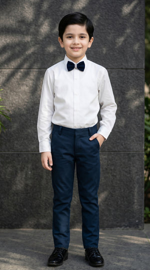 Ahhaaaa Boys 3-Piece Formal Waistcoat Suit Set with Shirt & Bow Tie - Black, Navy, Wine (2-8 Years)