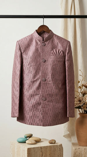 Ahhaaaa Boys Designer Jodhpuri Bandhgala Suit Set - Green, Pink, Cream (2-11 Years)