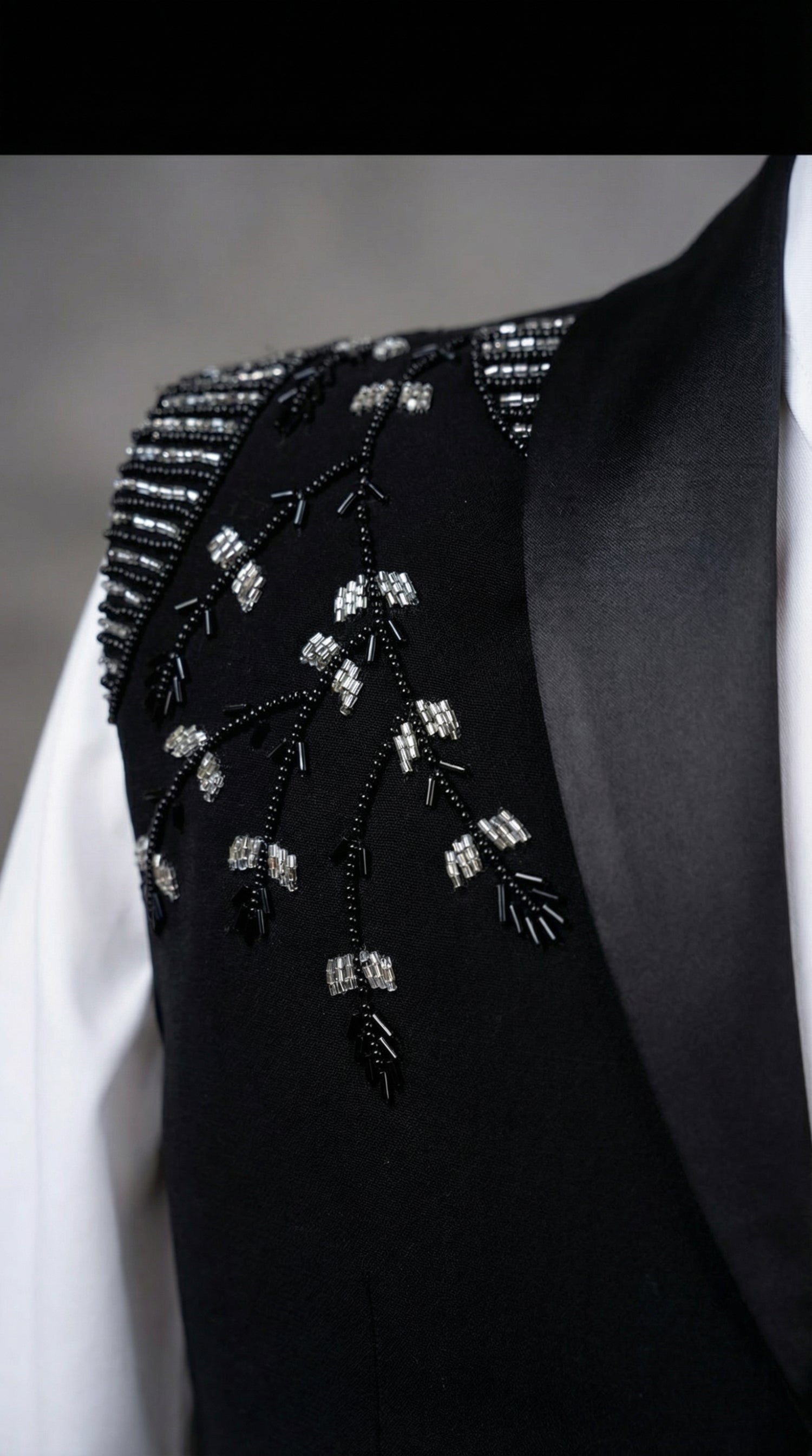 Ahhaaaa Boys Premium Black Japani Silk Tuxedo Set with Sequin Detail (2-8 Years)