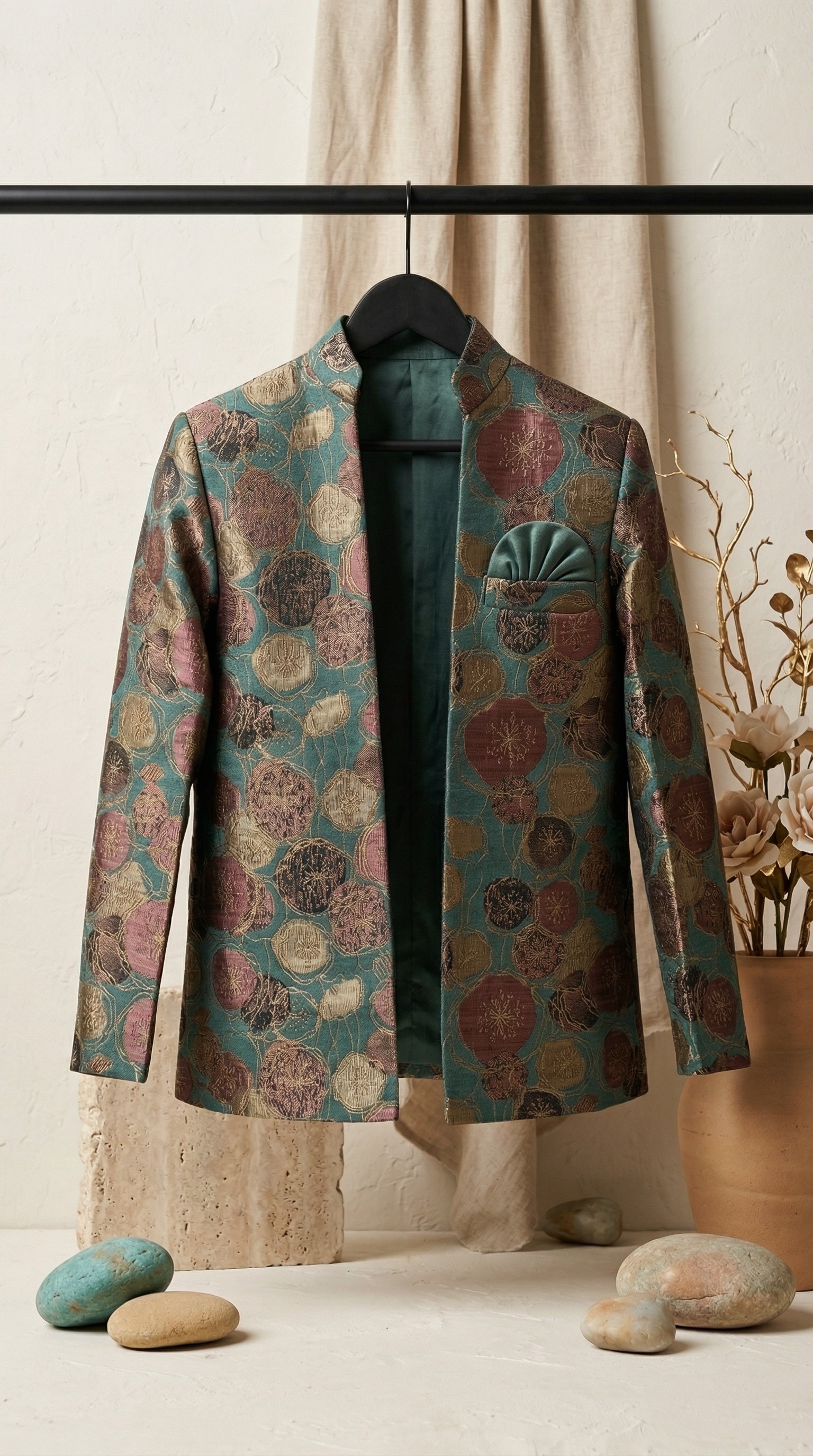 Ahhaaaa Boys 3-Piece Designer Indo-Western Jacket & Kurta Set - Blue, Gold, Maroon (2-11 Years)