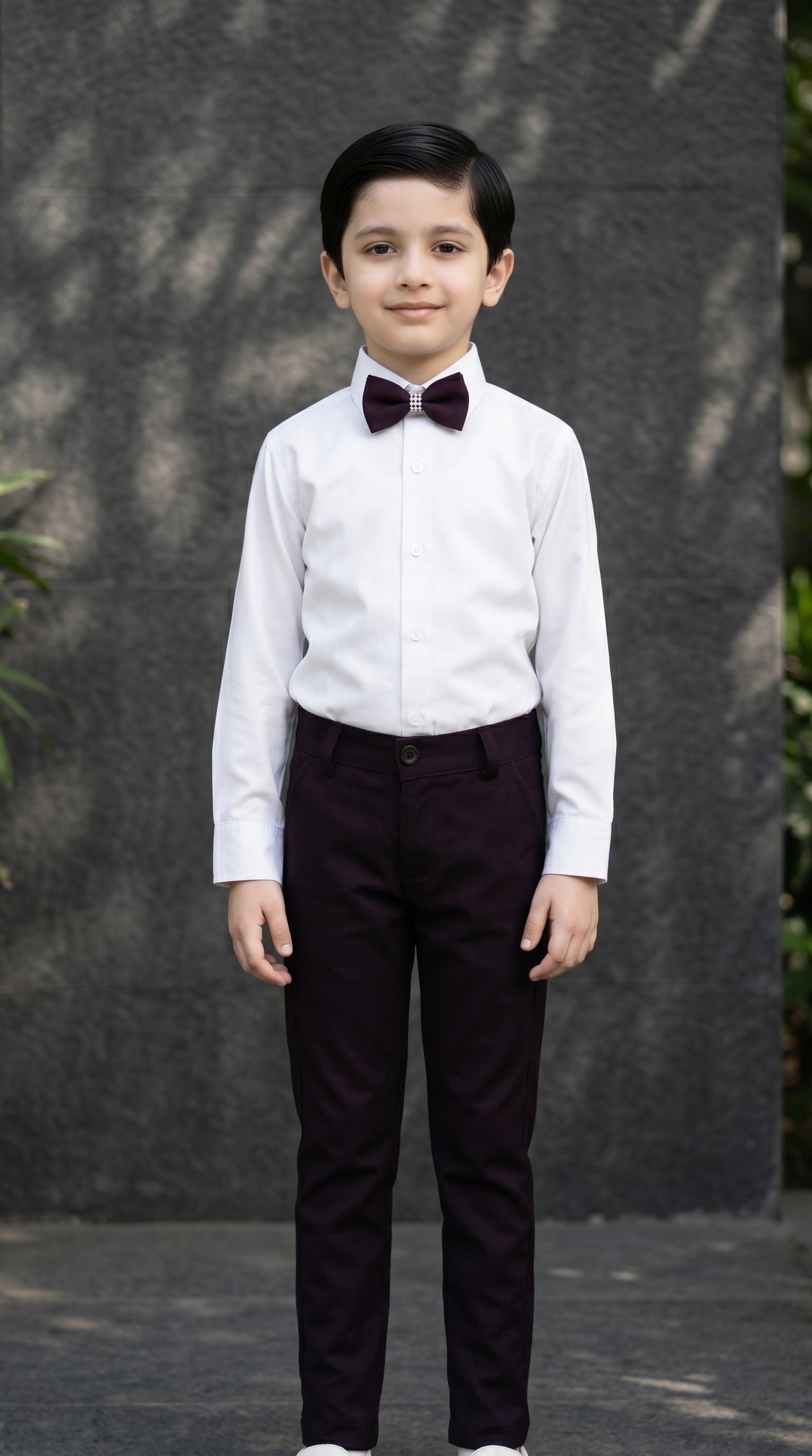 Ahhaaaa Boys 3-Piece Formal Waistcoat Suit Set with Shirt & Bow Tie - Black, Navy, Wine (2-8 Years)